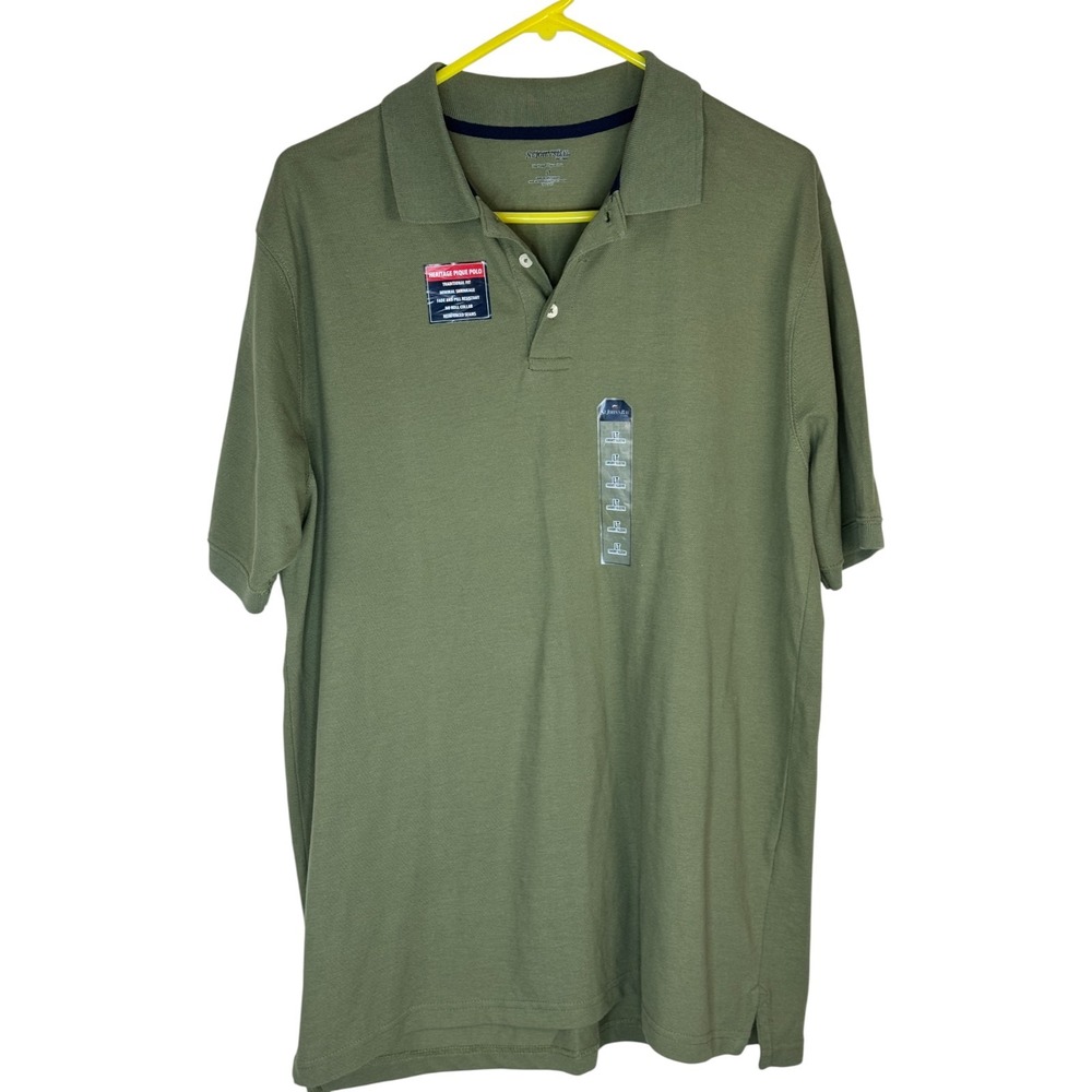 St Johns Bay Heritage Pique‎ Polo Shirt Mens LT Green Short Sleeve Cotton New
